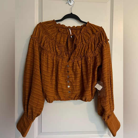 13. Free People NWT Hailey Blouse Glazed Orange Size Small - Picture 4 of 9